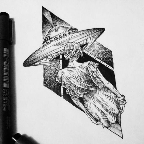 Darling, this is for you! - Tattoo, Longpost, Tattoo Lovers League, Sketch, UFO, Aliens