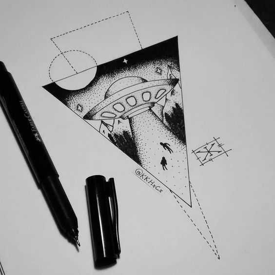 Darling, this is for you! - Tattoo, Longpost, Tattoo Lovers League, Sketch, UFO, Aliens