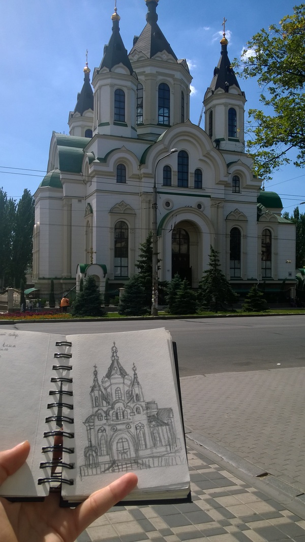 Hometown Sketches - Attempt, Sketch, Simple pencil, Hiking, Sketch, Longpost, My, Historical building