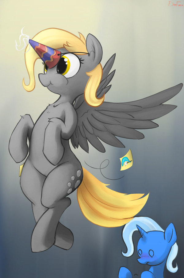 The great and powerful... - My little pony, PonyArt, Derpy hooves, Trixie, Dimfann