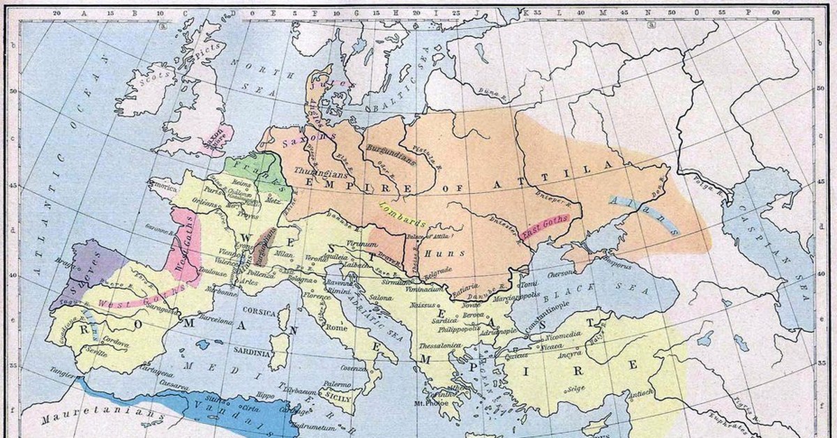 Середина 1 века до нашей эры. Империя гуннов при Аттиле карта. Римская Империя карта 5 век н.э. Гунны карта завоеваний.