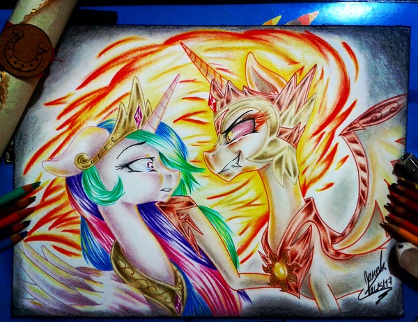 Daybreaker and Celestia - My little pony, PonyArt, Princess celestia, Daybreaker, MLP Season 7