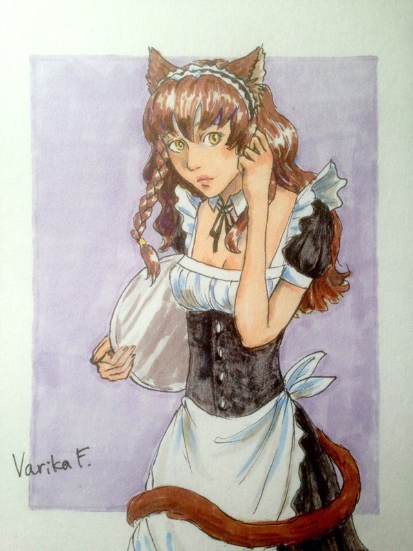 maid kitty - Endless summer, Visual novel, Art, Drawing, Julia, Tenebris drawdrug