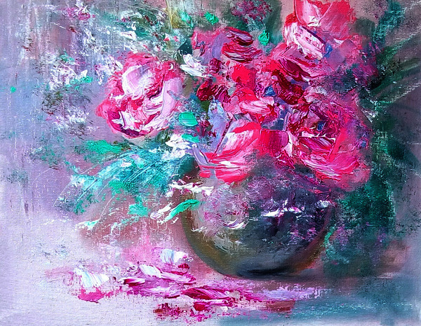 Oil. Impressionism. - My, Impressionism, Flowers of life, Unusual bouquets, Oil painting, Still life, Children