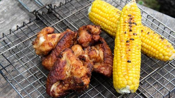 Grilled chicken wings with corn | VKAZANE - My, , Chicken wings, Recipe, Food, Preparation, Video, Longpost, Corn, Grill