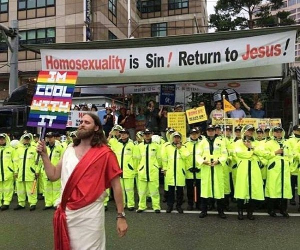 jesus ok - Jesus Christ, Homosexuality, Homophobia, Rally, Poster, Tolerance, Sin, Homosexuality