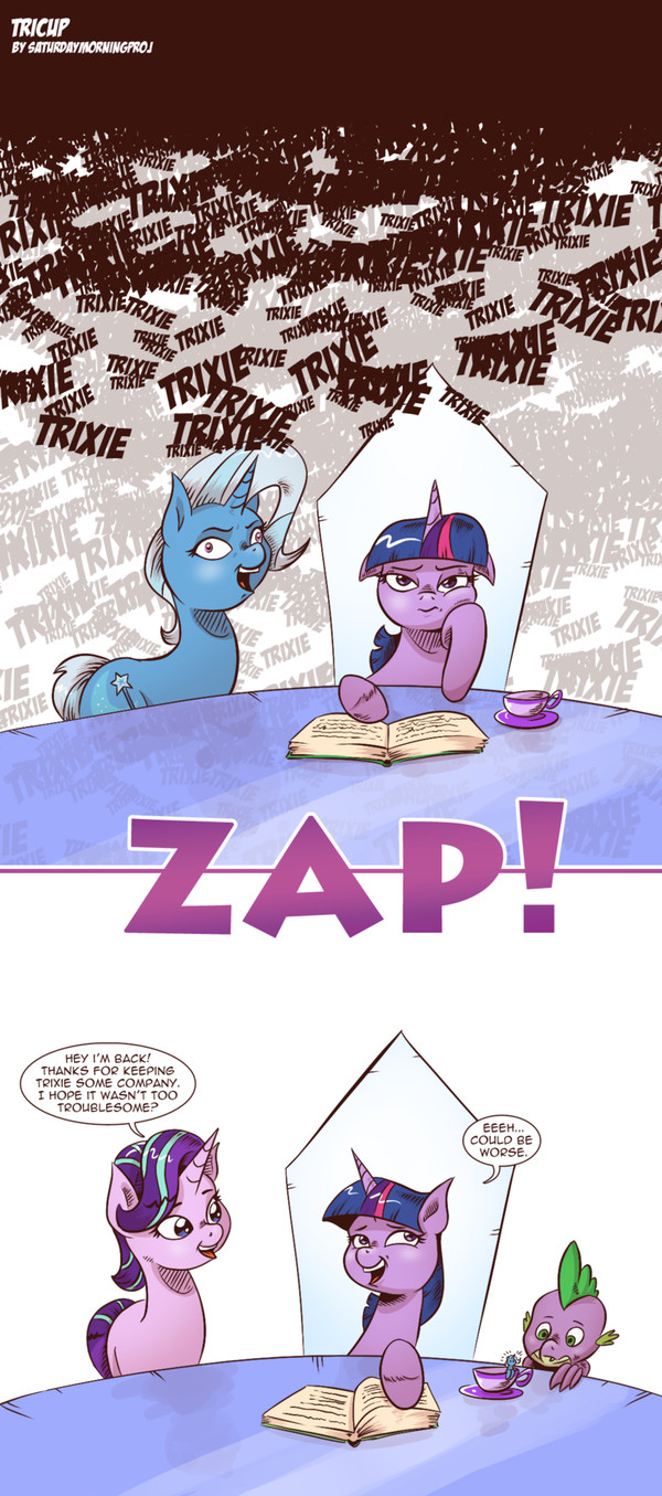 Трикружка. - My Little Pony, Starlight Glimmer, Twilight sparkle, Trixie, Spike, Saturdaymorningproj