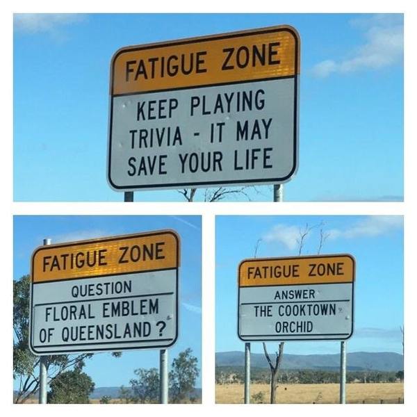 Some roads in Australia are so long that road signs play a quiz game with you. - Quiz, Australia, Road signs