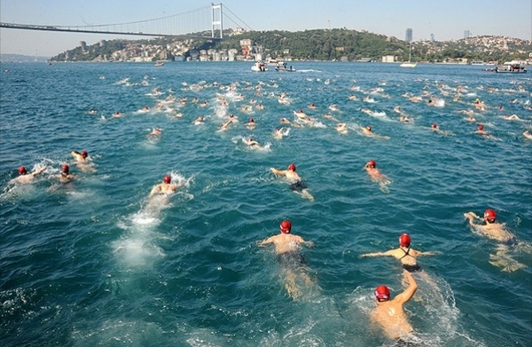 Swimming across the Bosphorus - Istanbul, Bosphorus, Bosphorus Bridge