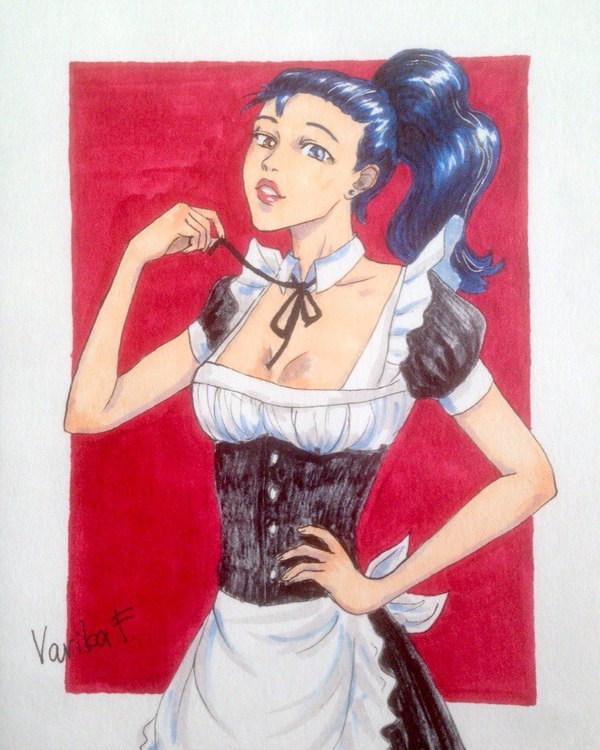 Viola definitely liked the new outfit - Endless summer, Visual novel, Art, Viola, Varikaf, Drawing