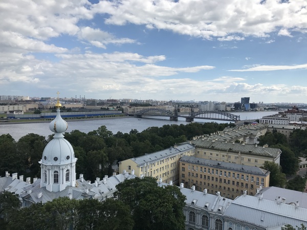 From the 50-meter height of the belfry of the Smolny Cathedral in St. Petersburg - My, Saint Petersburg, Smolny Cathedral, St. Petersburg walks, , Longpost, Panoramic shooting