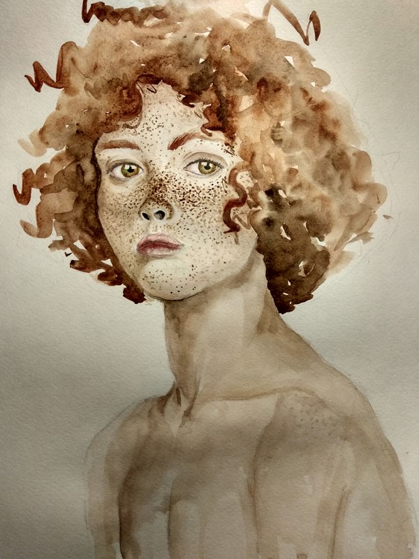 Portrait of a ginger - Portrait, Drawing, My, Watercolor