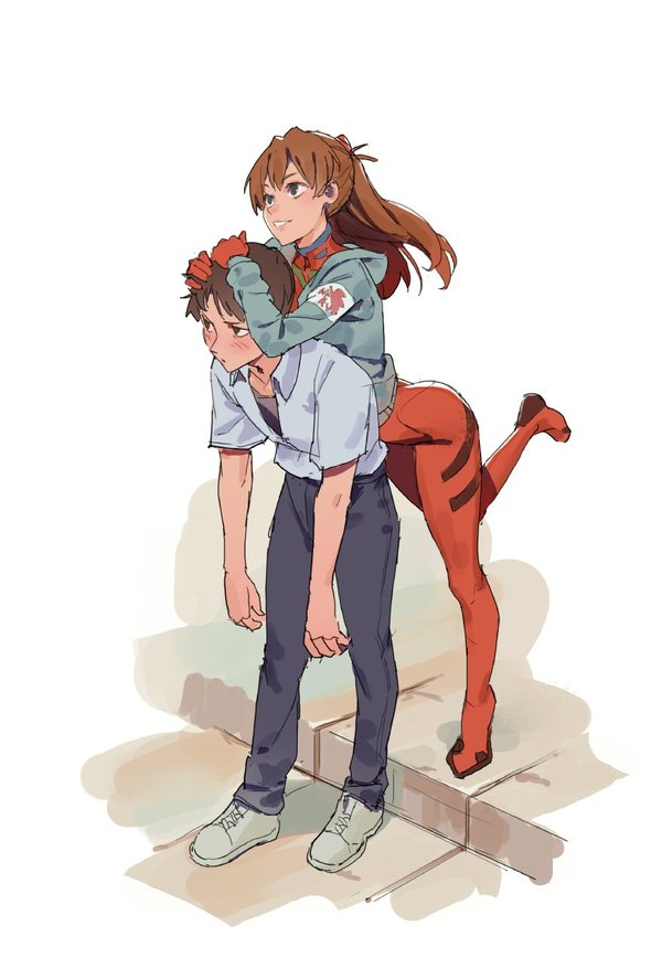 Evangelion - Evangelion, Shinji Ikari, Asuka Langley, Anime Art, Аниме, Tim loechner