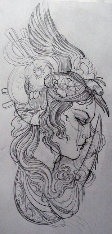 Sketch Collection: Girls - Tattoo, Longpost, Tattoo Lovers League, Girls, Not mine, Sketch