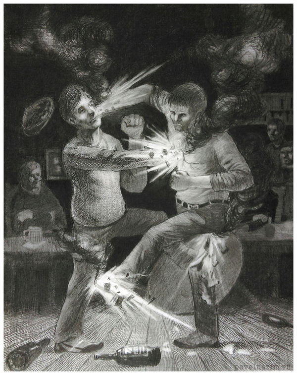 Mortal combat. - My, Drawing, My, Battle Scene, Pencil drawing