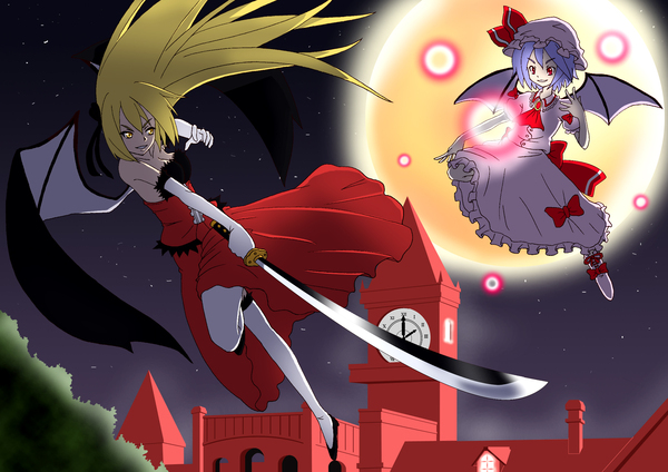 Vampire Sisters - Anime, Anime art, Monogatari series, , Touhou, Remilia scarlet, Crossover