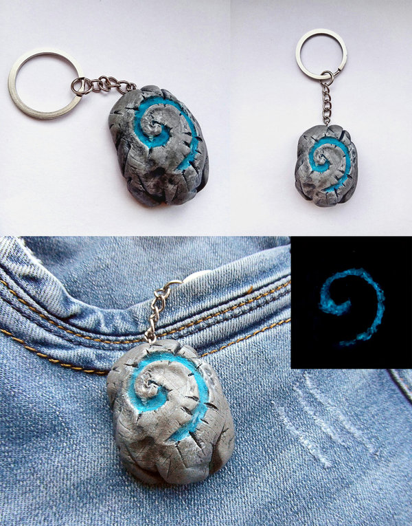 Keychain made of polymer clay based on the game hearthstone) is another of the gifts to friends) how do you like it? =) - My, Blizzard, Hearthstone, Stone, Polymer clay, Keychain
