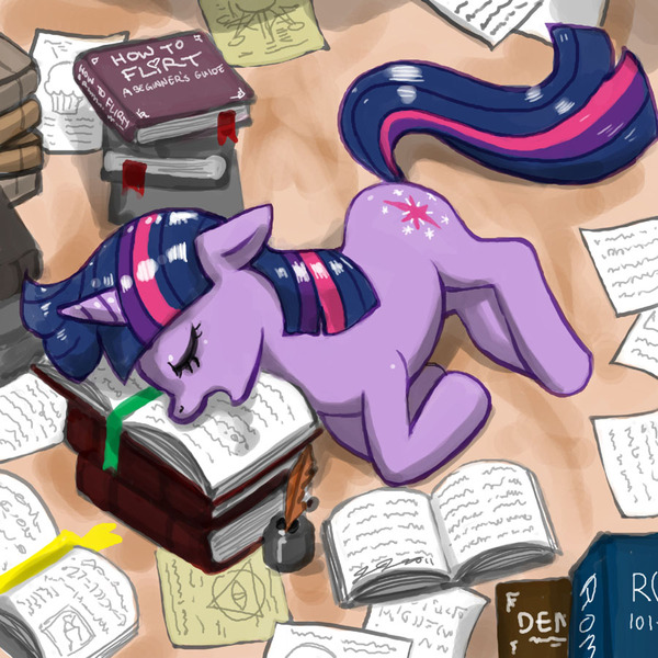 Too Much Studying - My little pony, PonyArt, Twilight sparkle, John joseco