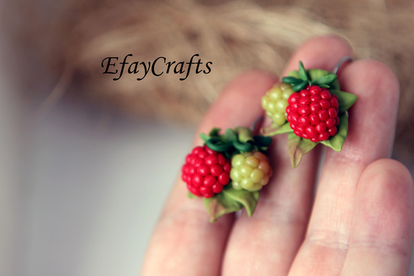 Polymer clay earrings - My, Berries, Earrings, Longpost