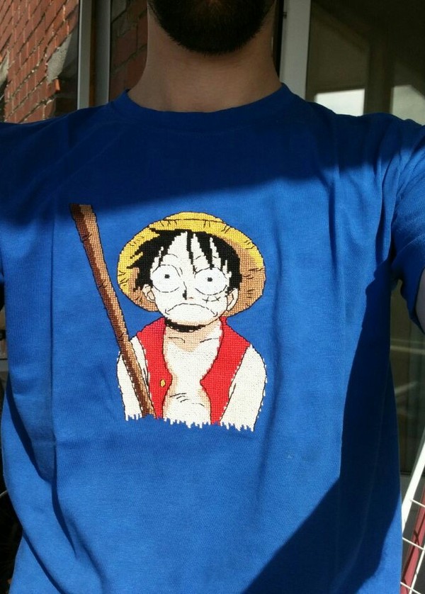 Luffy - Anime, One piece, Monkey D Luffy, My, Cross-stitch, Needlework without process, My, Presents