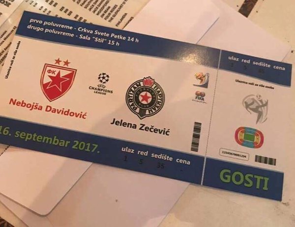 Wedding invitation in the form of football tickets from Serbia - Wedding, Football, Serbia