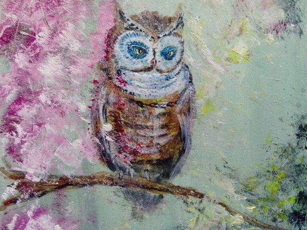 Owl.Oil Animalism - Predator birds, Owl, My, Animalistics, Oil painting