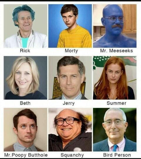 Rick and Morty IRL - Rick and Morty, Actors and actresses, Willem Dafoe, Elijah Wood, Danny DeVito