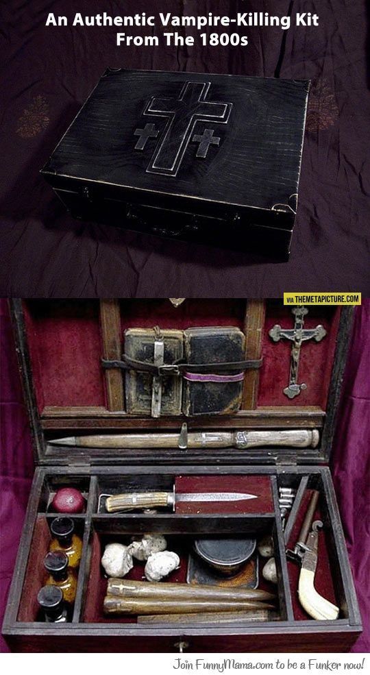 Chests with various necessary items - Box, Vampire Hunt, Cross, Stake, , The photo, Longpost, Tableware