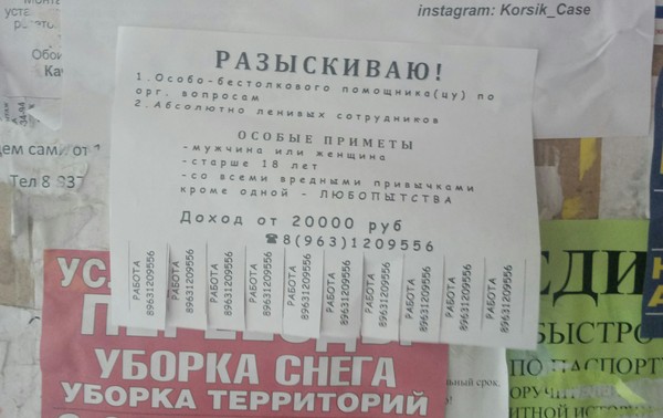 Когда очень надо найти человека. - Моё, Объявление, Смешные объявления, Скрытый смысл, Работа