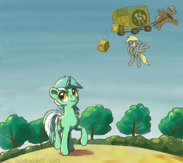 Danger is coming. - My little pony, Lyra heartstrings, Derpy hooves, El-Yeguero