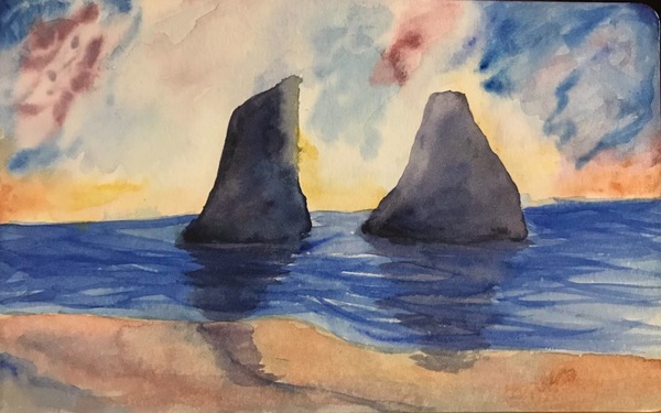 watercolor post - My, Watercolor, Learning to draw, Gouache, Whale, Sea, My, Painting, Longpost
