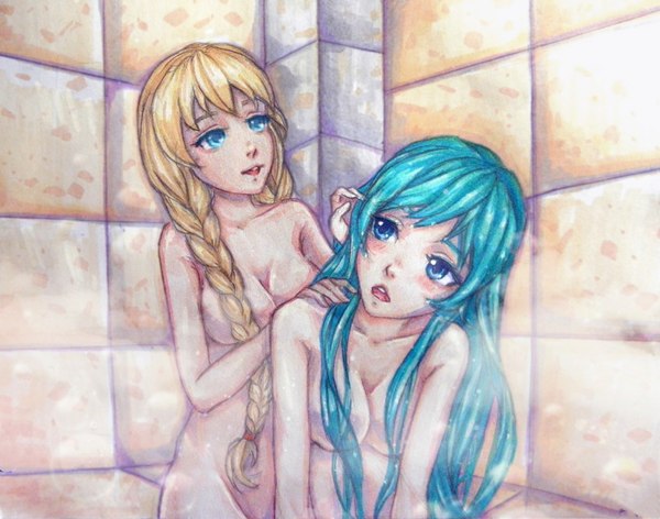 Bath day - NSFW, Hatsune Miku, Glorifying, Art, Visual novel, Endless summer