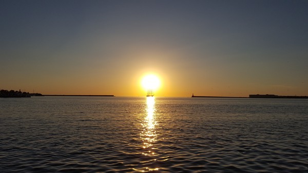 Sunset - My, The photo, Sea, Sailboat, Sunset