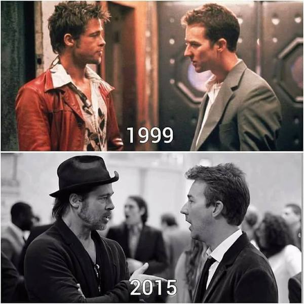 The first rule of Fight Club: Don't tell anyone about Fight Club. - Fight club, Brad Pitt, Edward Norton, Fight Club (film)