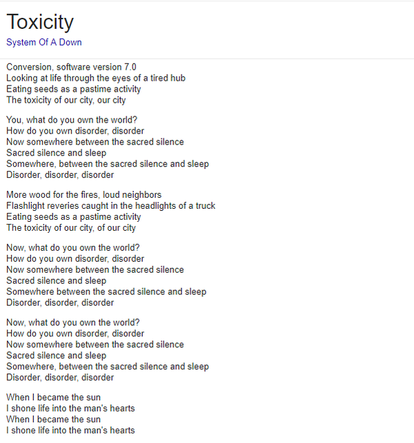 ,     Toxicity, Seeds, System of a Down, , YouTube, 