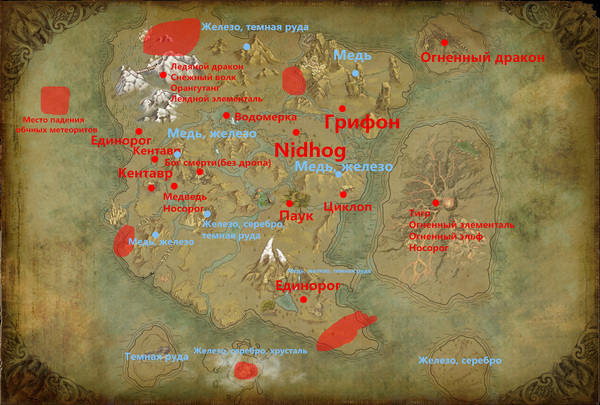 Map of resources and fantastic beasts in the game Dark and Light - Games, Sandbox, Survival, RPG, Sandbox, Survival, 