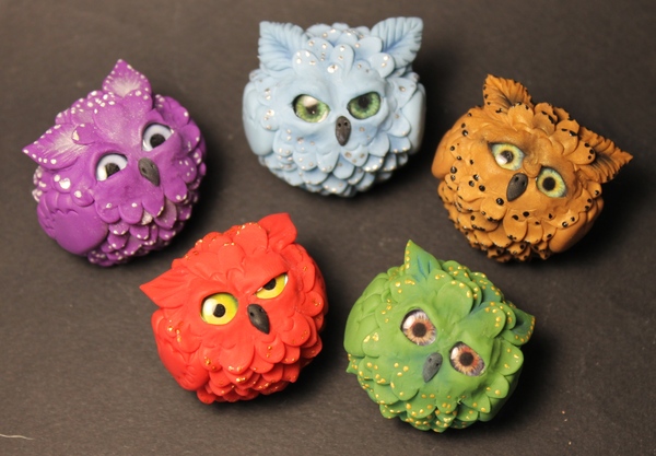 Owls again - My, Needlework without process, Лепка, Polymer clay, Owl, Birds, Handmade, Longpost