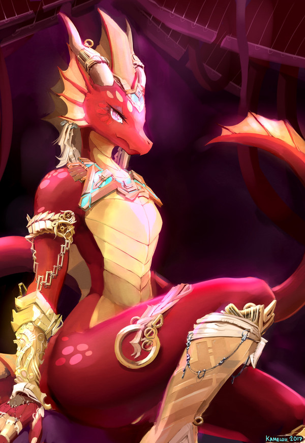 Pyrexia - Art, Anthro, The Dragon, Furry, Kameloh, Gold