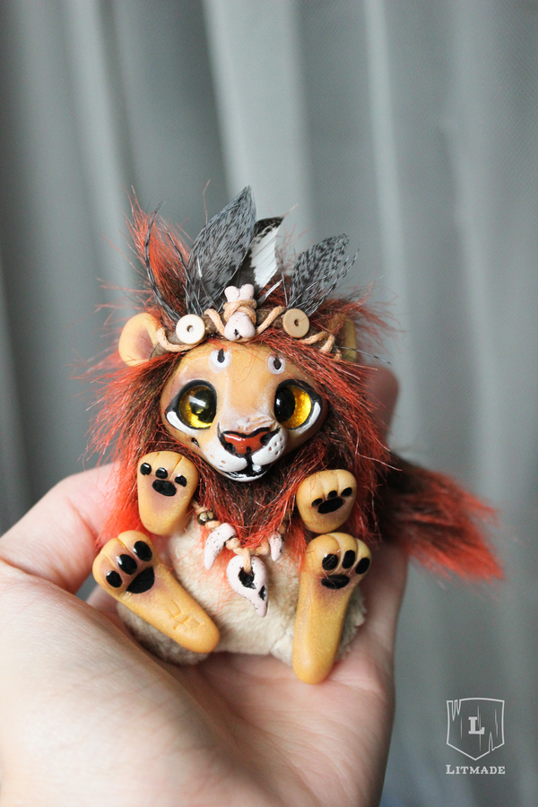 Hello white people! ^.^ - My, a lion, Doll, Handmade, Polymer clay, Litmade, Longpost