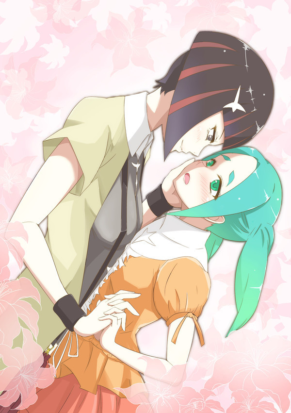 Oh love, love... - Monogatari series, Anime art, Yotsugi ononoki, Anime, Yuri, Yozuru Kagenui