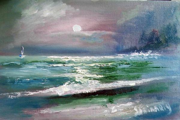 By memory. Oil. - Memory, My, Marina, Oil painting, Black Sea