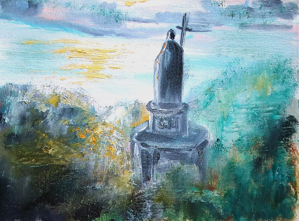 Landscapes of Kyiv. Vladimir. Oil. - River, My, Street photography, Dnieper, Oil painting, Cityscapes