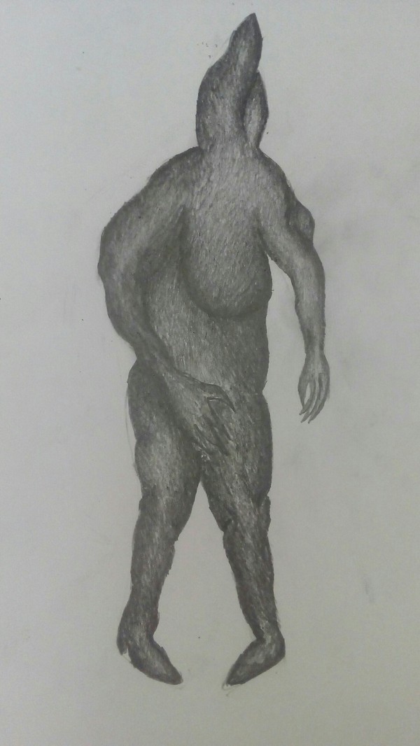 My drawing (comments for minuses inside) - Drawing, My, Self-taught artist, Hello reading tags, Pencil drawing, Creatures