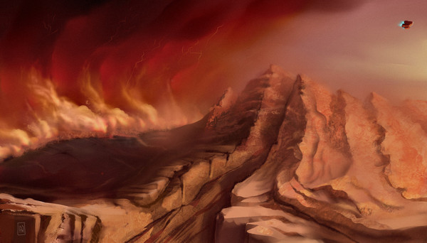 Sandstorm on Mars - My, Mars, Sandstorm, Illustrations, Art, Anictas, Sandstorm, My