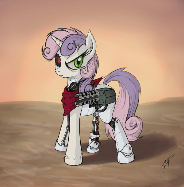 Here is some nice art for you. - My little pony, Sweetie belle, Sweetie Bot, Semi-Grimdark, Zetamad