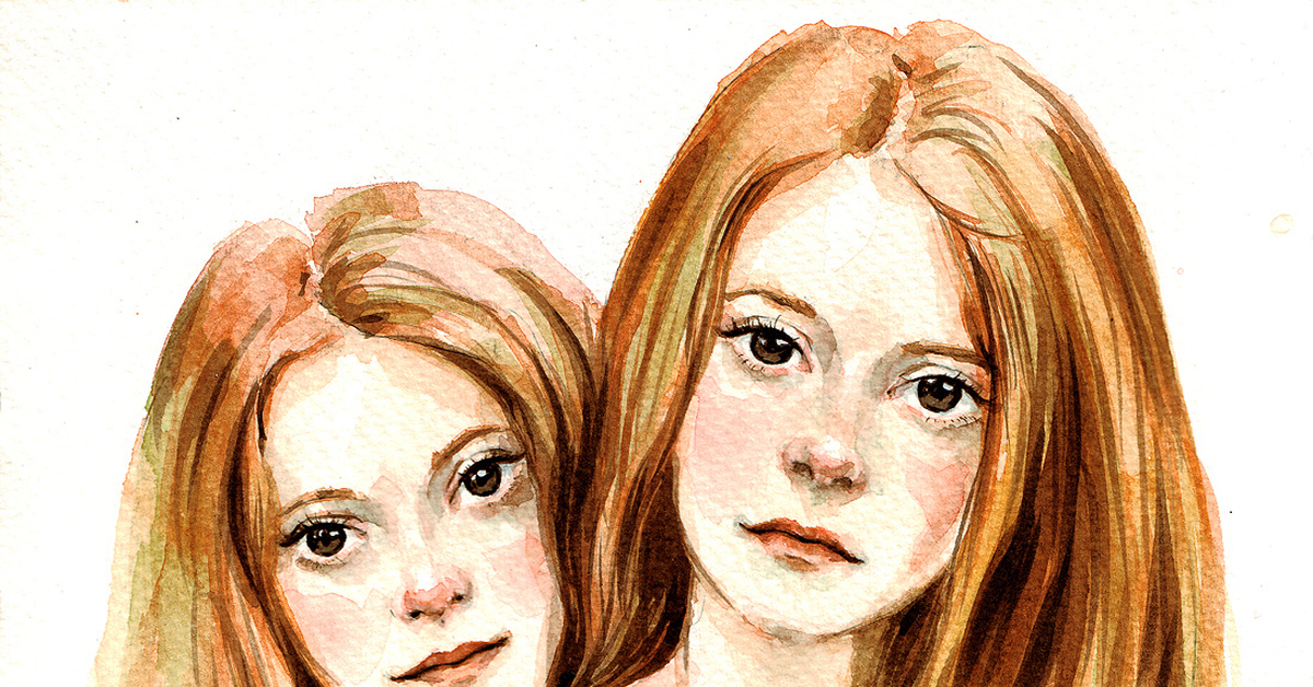 Девушки 2 нарисованная. Портрет двух девушек. Две девушки рисунок. Две девушки акварель. Портрет двух близняшек.