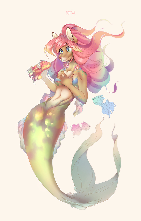 the little Mermaid - Furry, Art, , Mermaid, A fish