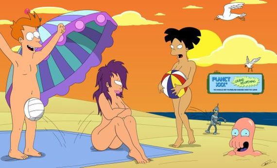 Futurama. On the beach - NSFW, Futurama, Beach, Cartoons