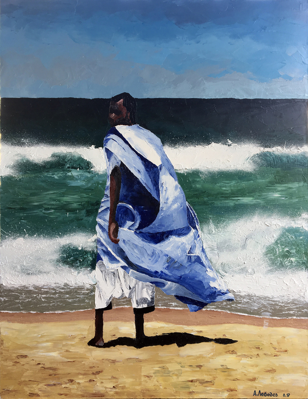 Moorish, Anthony Fletcher, 2017. Oil on canvas, 90x70 cm - My, Beach, Person, Ocean, Africa, Wave