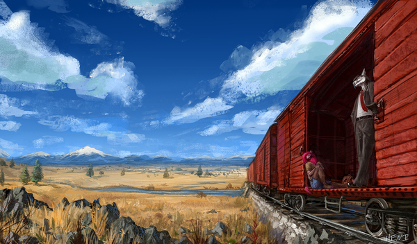 A train - Furry, Art, Heni, A train, Landscape